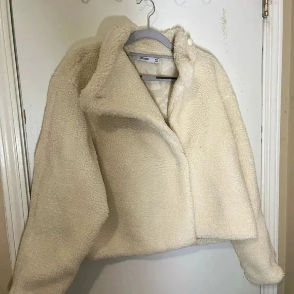 Just Fab faux shearling wrap jacket new with the tag bone white XXL - Picture 11 of 16